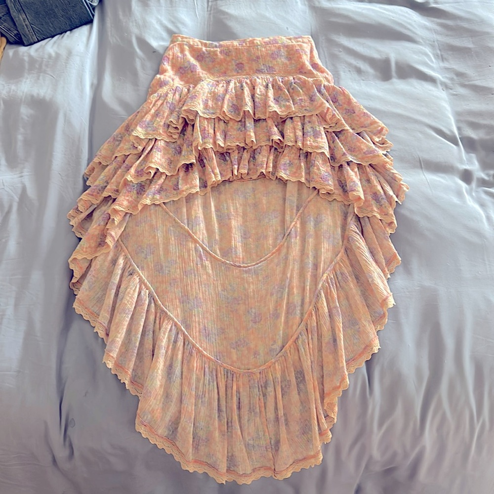 LoveShackFancy crepe cotton layered skirt size S